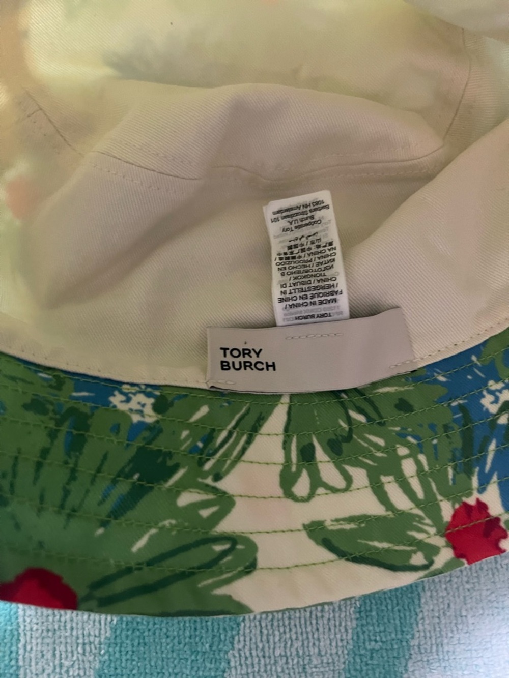 Tory Burch Floral Print Bucket Hat - Green/Blue/White/Red